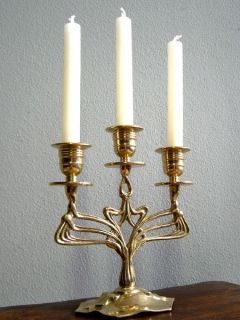 TOP Jugendstil Kerzenständer Messing Kerzenleuchter Gold Antik  Art