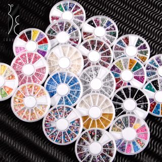Set of 20 wheels Professional Nail Art Glitter Rhinestones Fimo pearls