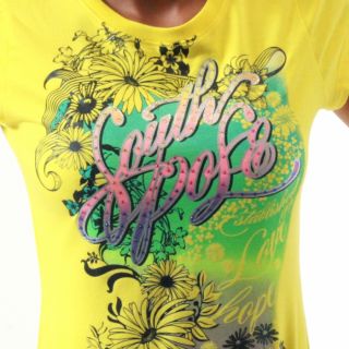 Southpole Damen Longshirt Top gelb T Shirt  30%