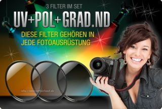 Zubehör Set UV + POL Filter + Grauverlaufsfilter für Canon PowerShot