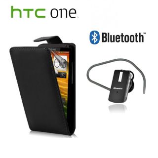 SET f HTC ONE S PREMIUM TASCHE LEDER ETUI + BLUETOOTH HEADSET ORIGINAL
