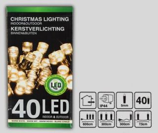 40 LED Lichterkette warmweiss Weihnachten Beleuchtung innen außen