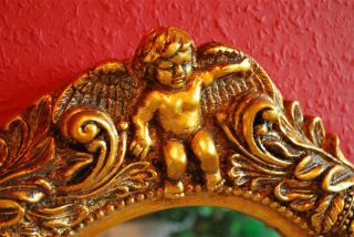 ovaler Wandspiegel Spiegel barock Engel antik gold