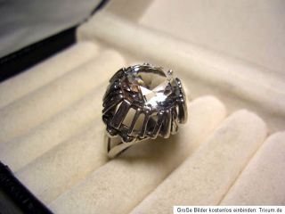 Alter 925 Silber Ring mit großem makellosem funkelndem BERGKRISTALL