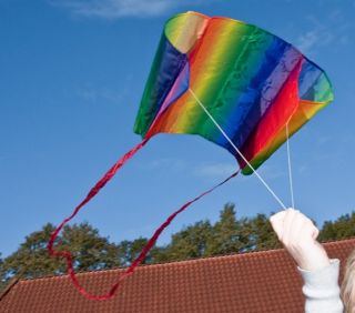 Sleddy Rainbow HQ 46x50cm sofort flugbereit mit Tasche Kinder Drachen