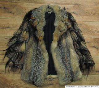 Echt Pelz Jacke Luxus Kojote Coyote Fur Jacket Coat Vintage Boho Gr.36