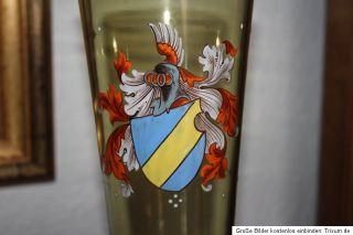 Riesiger Historismus Pokal Schneemalerei Wappen Antik Glas 31 cm Hoch