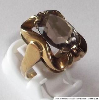 antik Handarbeit Ring 333 Gold 5,5 g gr. Rauchtopaz Rauchquarz Gr.59