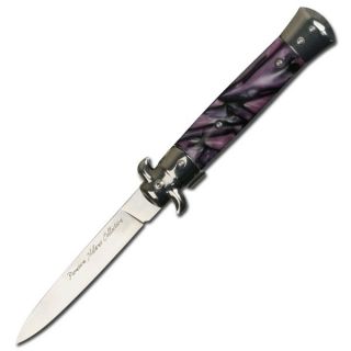 Purple Milano Stiletto Style Spring Assisted Knife Pocket Knives 575PB