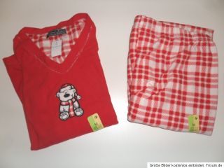 süßer Primark Schlafanzug Teddy rot weiß Pyjama Gr. M 38/40 NEU