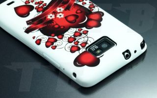 Schutz Hülle Weiß für Samsung Galaxy S2 i9100 Herz Band Design Case