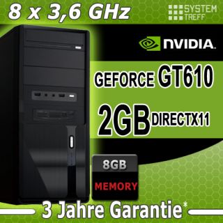 eight core PC Computer AMD BULLDOZER FX8150 mit GT610 2GB RAM 8GB 500
