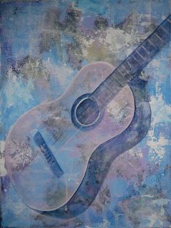 Kunst von Ivana *Acryl Gemälde Gitarre abstrakt * 40 x 30 cm UNIKAT