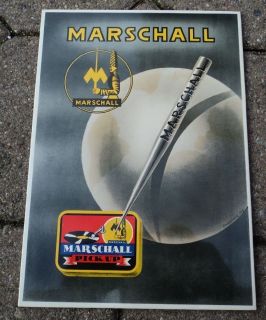 altes Pappschild Grammophon Nadeldose Marschall Marshall