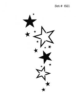 Airbrush Tattoo Schablone #621 Stars, Sterne 1