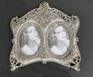 Bilderrahmen für 2 Fotos Barock Antik Fotorahmen Silber Motivrahmen