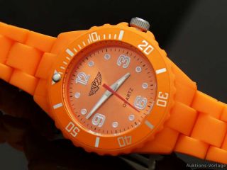 PRINCE Damenuhr/Kinderuhr,trend Kunststoff Uhr,Orange,Weiß,NEU inkl