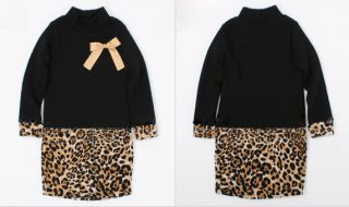 Kinder schwarz & Leopard Bogen Rüschen Kleider Mädchen Kleider
