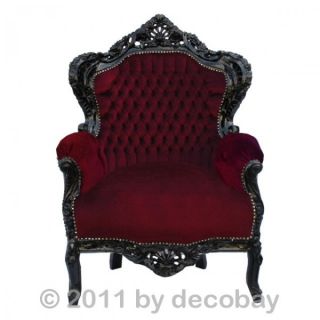 Lounge Möbel Barock Stil Sessel schwarz roter Thron