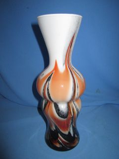 Opaline Florence Italian Empoli Glass Vase Made in Italy Florence