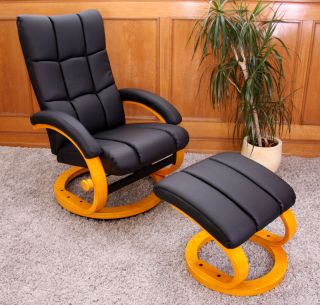 Fernsehsessel Relaxsessel M57 + Hocker/Fußstütze schwarz creme