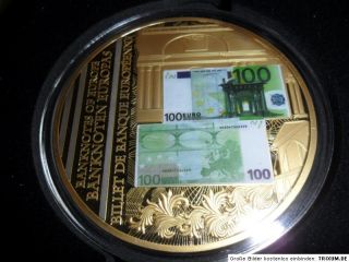 Gold Medaille Banknoten Europas   70 mm   vergoldet mit
