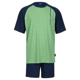 Schiesser kurzer Pyjama Schlafanzug S/48,M/50 blau grün UVP 39,90