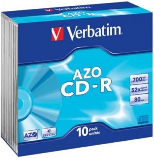 10 Verbatim CD R AZO Crystal Surface 52x Slimcase