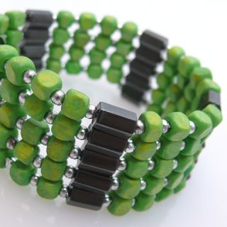 Armband Damen Halskette grüne Perlen Kette Wickelkette