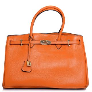 ROUVEN Orange & Gold ICONE 40 Tote Leder Bag Handtasche Damen Tasche