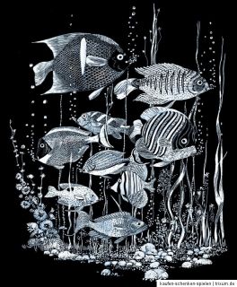 Kratzbild Kratzbilder Fische Unterwasserwelt Tiermotiv Silber 20cm x