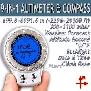  Kompass Barometer 9in1 699 8991m Hoehe LCD Thermometer Ruecklicht
