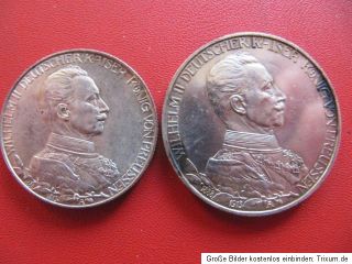 Kaiserreich 2 Mark 1913A und 3 Mark 1913A Silber Wilhelm II. Preussen