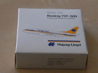HERPA HAPAG LLOYD BOEING 737 500 1/500 #505437 MINT AND BOXED