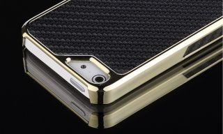 iPhone 5 3D CARBON fühlbar Cover hülle schale GOLD Chrom look