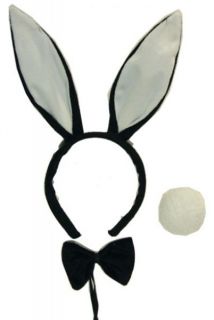 Bunnyset 3 teilig schwarz weiß Fasching Kostüm Bunny Häsin