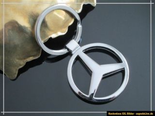 Schöner Schlüsselanhänger  Mercedes Emblem   Silber / Chrom Design
