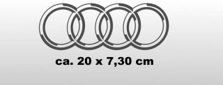 Audi Ringe, Schriftzug, Aufkleber, Styling, Tuning 20 cm 2er Set