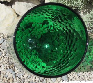 großes Glas Glasvase Vase Pokal Pokalglas grün mit Fuß 37 cm hoch