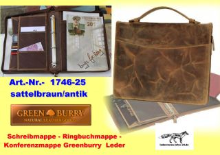 Greenburry Ringbuchmappe 1746 Schreibmappe A4 Leder Konferenzmappe