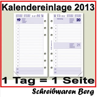 BRUNNEN Timer Einlagen Kalendereinlagen 2013 Filius 1 Tag 1Seite 74902