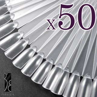 50x clear False Nail Art Tips Sticks polish Display Fan 4 Practice