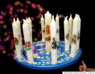 Set   12 Kerzen +1 Lebens   Kerze + 1 Geburtstagskranz Holz   3 Ringe