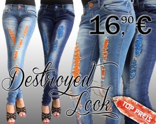 Bunte Damen Jeans Crazy DESTROYED LOOK zerissene Age Hose in Gr. S,M,L