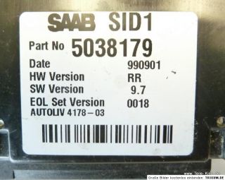 SAAB 9 5 95 (YS3E) Bordcomputer 5038179 Borduhr (*re.755*)