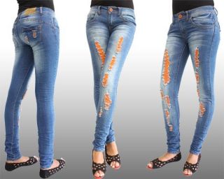 Bunte Damen Jeans Crazy DESTROYED LOOK zerissene Age Hose in Gr. S,M,L