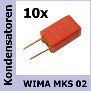 10 WIMA Metallisierter Polyester Kondensator MKS02 10% 63V 0,1uF 2,5mm