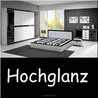 Schlafzimmer RIO Hochglanz weiß mit Farbauswahl