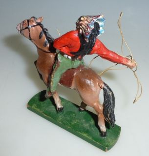Elastolin / Lineol Massefigur Indianer auf Pferd mit Lasso wohl