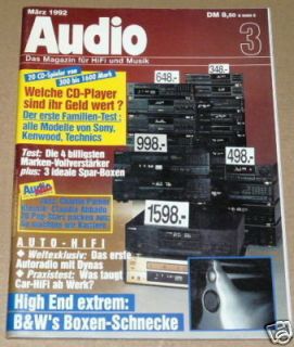 Audio 3/92 Audiolabor Kristall,Sony CDP X 222,CDP 791